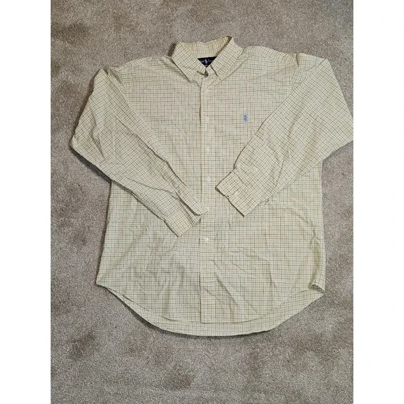 Ralph Lauren Mens Classic Fit Tattersall Check Button Down Shirt Yellow Blue L - Picture 2 of 10